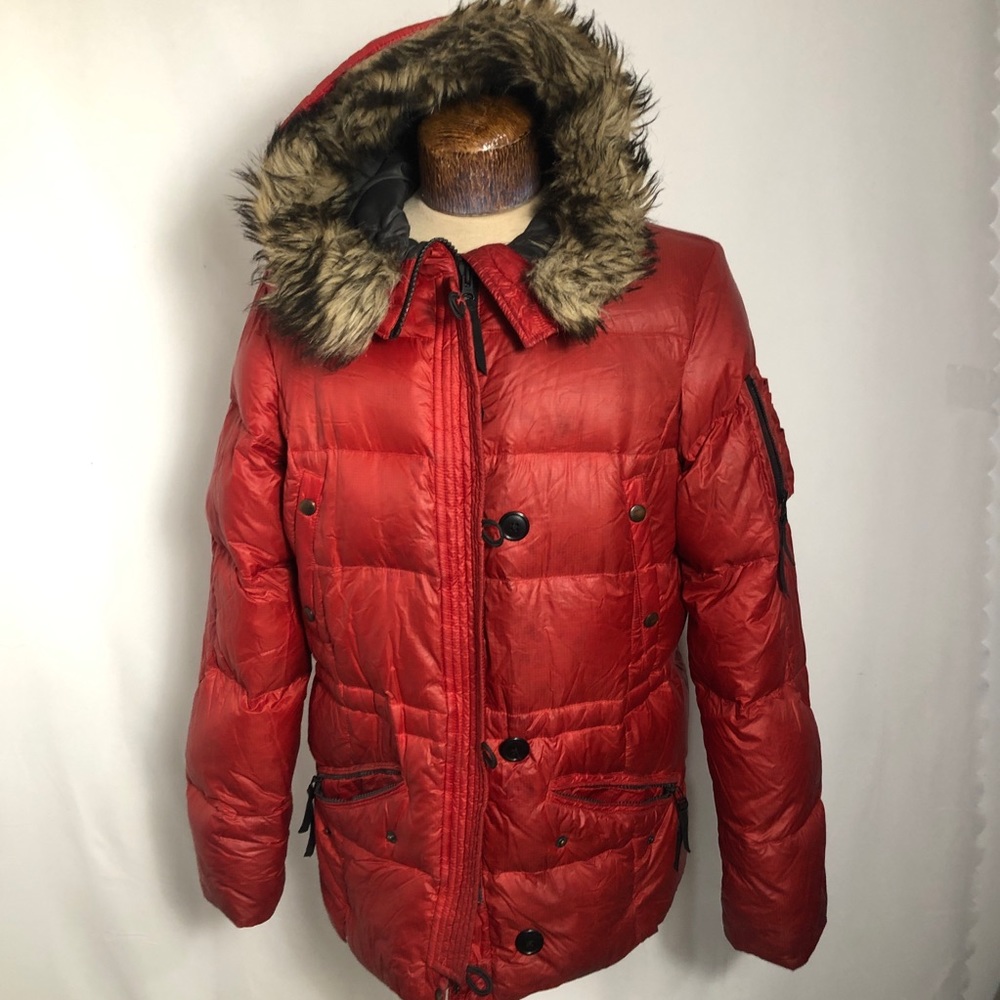Mens Red Puffer Down Filled Jacket. Eddie Bauer.Lg